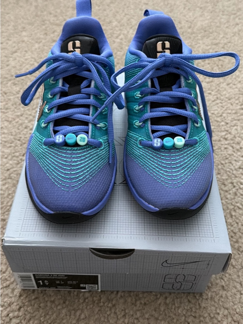 Nike Sabrina 3 SE Basketball Shoes, Youth 1.5Y, New in Box, Color: Saphirre/Cact